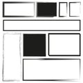 Abstract frame vector. Varied frame shapes. Bold rectangular outlines. Grunge and sharp edges.
