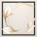 an abstract frame with white flowers on a beige background Royalty Free Stock Photo