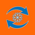 Abstract freezing vector flat icon isolated on orange background. Snowflake icon