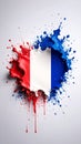 Abstract French flag created with dynamic red white and blue paint splashes on a white background Royalty Free Stock Photo