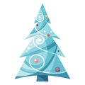 Abstract Frosted Christmas Tree with Glass Swirls and Quantum Elements