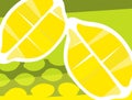 Abstract fruit design in flat cut out style. Lemons cut in half.