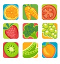 Abstract fruit and vegetable icons Royalty Free Stock Photo