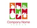 Abstract fruits logo on a white backgroun