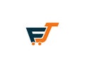 Abstract FT, FJ Letter Shopping basket Shape Creative Logo Design.