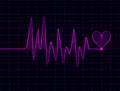 Abstract fuchsia heart beats on dark background