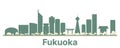 Abstract Fukuoka Japan City Skyline with Color Buildings