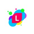 Abstract fun L letter logo creative flat children avatar vector