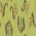 Abstract and fun pattern with organic motifs. Girly eyes grow on wheat. Repeating vector pattern in bohemian style.