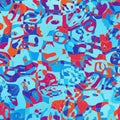 Abstract funky orange and blue wavy doodle shapes Royalty Free Stock Photo