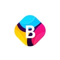 Abstract funny colorful rhombus icon letter B logo sign vector d