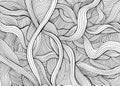 Abstract funny doodle style with many intricate waves coloring page.
