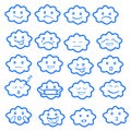 Abstract funny flat style emoji emoticon icon set,cloud blue