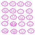 Abstract funny flat style emoji emoticon icon set,cloud pink