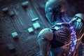 Abstract furistic AI Android robot, Humanoid technology concept, Generative AI Royalty Free Stock Photo