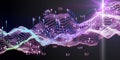 Abstract futuristic analytical background with grid of data and glow lines. Big data. Business concept of artificial