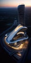 Abstract futuristic architecture curved style common use.