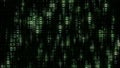 Abstract futuristic background of binary code in green with random directional blur of single digits. Digital cyber technology. Royalty Free Stock Photo