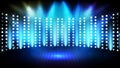 futuristic background of blue empty stage Stairs covered with red carpet and lighting spotlgiht stage background Royalty Free Stock Photo