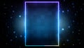 futuristic background of blue Printed Circuit Board and neon square frame