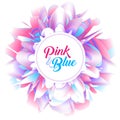 Abstract futuristic background, fantastic pink and blue peony flower