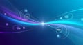Futuristic Digital Data Flow and Network Connections on a Vibrant Blue and Purple Gradient Background for Technology and Royalty Free Stock Photo