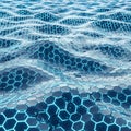 Futuristic Wavy Hexagon Grid with Glowing Blue Lights Royalty Free Stock Photo