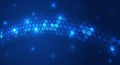 Abstract futuristic background with glowing blue hexagonal pattern forming a flowing wave. Concept of digital network, data stream Royalty Free Stock Photo