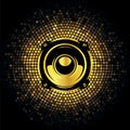 Abstract futuristic background with golden mosaic and speaker Royalty Free Stock Photo