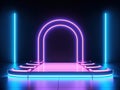 Abstract futuristic background with neon glow. Empty catwalk for product presentation. Royalty Free Stock Photo