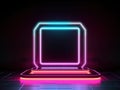 Abstract futuristic background with neon glow. Empty catwalk for product presentation. Royalty Free Stock Photo