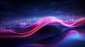 Abstract futuristic background with pink blue glowing neon moving high speed wave lines and bokeh lights. Data transfer concept Royalty Free Stock Photo