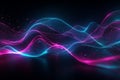 Abstract futuristic background with pink blue glowing neon moving high speed wave lines and bokeh lights, data transfer concept fa Royalty Free Stock Photo