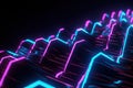 Dynamic Data Transfer: Abstract Futuristic Background with Neon Wave Lines, Pink-Blue Glow, Bokeh Lights, Ai Generative Royalty Free Stock Photo