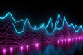 abstract futuristic background with pink blue glowing neon moving high speed wave Zigzag lines and bokeh lights. Data transfer Royalty Free Stock Photo