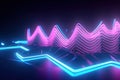 abstract futuristic background with pink blue glowing neon moving high speed wave Zigzag lines and bokeh lights. Data transfer Royalty Free Stock Photo