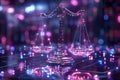 Abstract Futuristic balance scale. lawyer concept Royalty Free Stock Photo