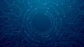 Abstract futuristic blue background with circle circuit wires