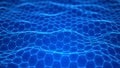 Abstract futuristic blue hexagon background. Big data visualization. Digital dynamic wave. 3D rendering Royalty Free Stock Photo