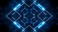 Abstract futuristic blue neon geometric lines and glowing shapes create high-tech digital background,for use in technology