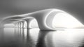 Abstract Futuristic Bridge Architecture: Monochromatic Water Reflection Royalty Free Stock Photo
