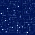 Abstract futuristic circuit board on dark blue background. Digital technology concept. Royalty Free Stock Photo