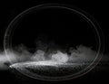 Abstract Futuristic Circular Design With Smoke And Particles On Black Background Royalty Free Stock Photo