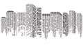 Abstract Futuristic City. Cityscape buildings made up with dots, Digital Transparent city landscape. Vector illustration Royalty Free Stock Photo