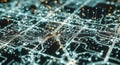 Abstract futuristic city map or circuit board with glowing lines and dots, digital technology and connectivity concept Royalty Free Stock Photo