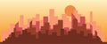 Abstract futuristic city sky sunset with modern buildings vector wallpaper background Royalty Free Stock Photo