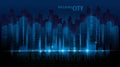 Abstract Futuristic City vector, Digital Cityscape background. transparent city landscape