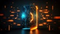 Abstract futuristic cyberspace with binary code, illustration ai generative Royalty Free Stock Photo