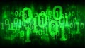 Abstract futuristic cyberspace with binary code, matrix green background with digital code, cloud of big data Royalty Free Stock Photo