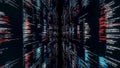 Abstract futuristic cyberspace, grunge glitch background. Animation. Concept of data center and modern technologies